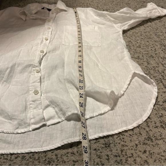 Zara 100% Linen White Button Down Long Sleeve Top Size Small - Picture 9 of 9